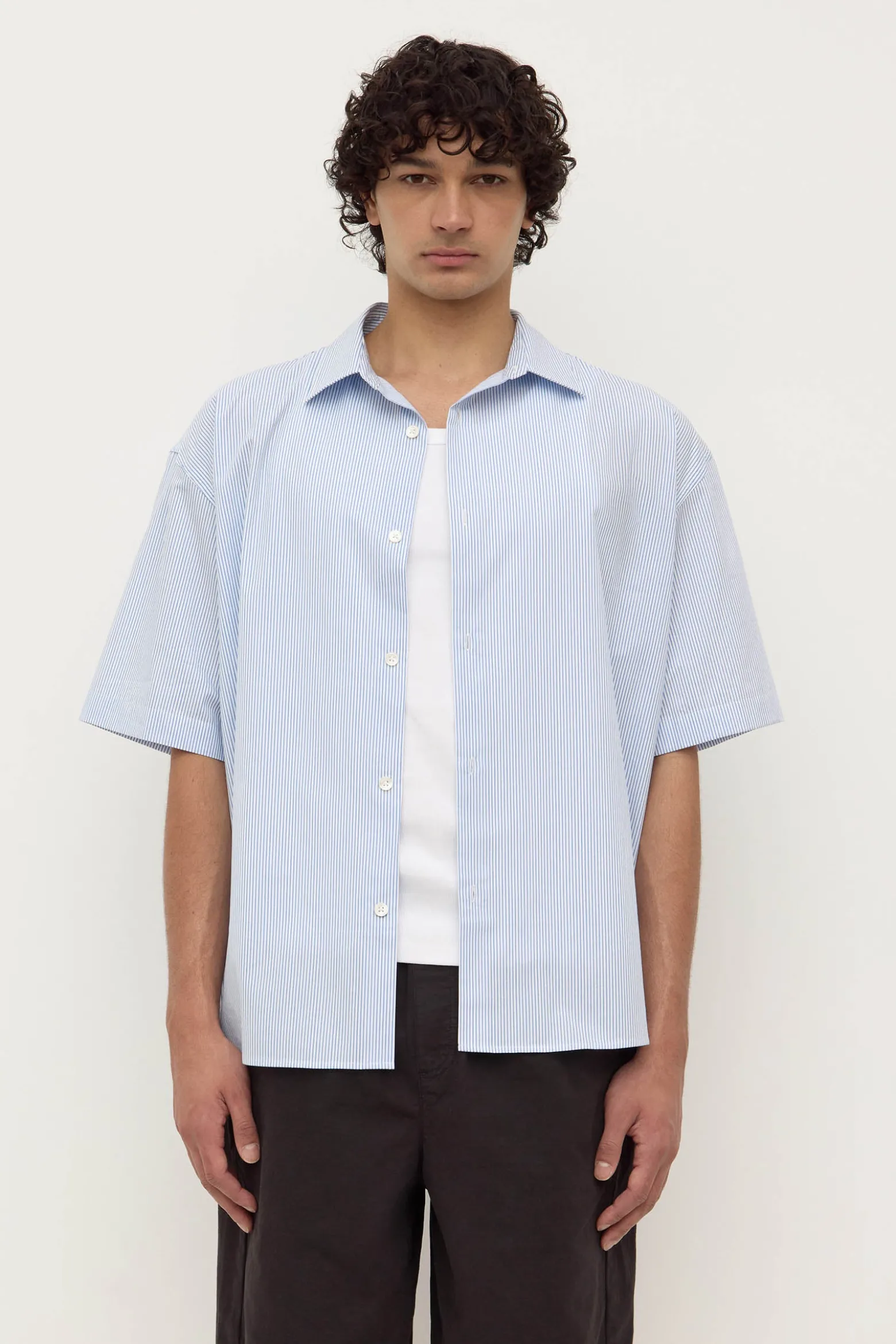 Aron Poplin Stripe Short Sleeve Shirt