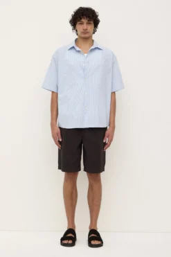 Aron Poplin Stripe Short Sleeve Shirt