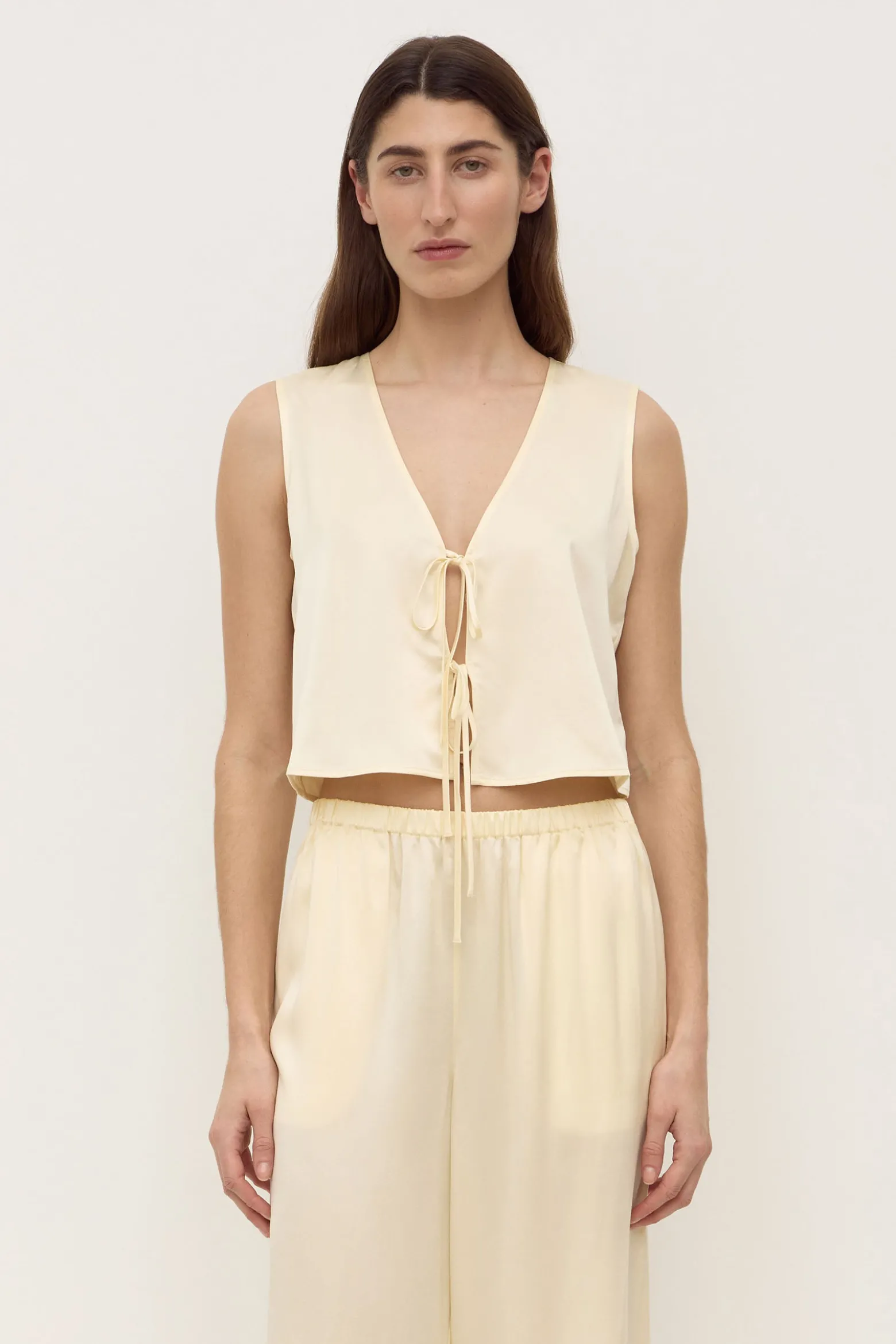 Beal Silk Tie Front Top