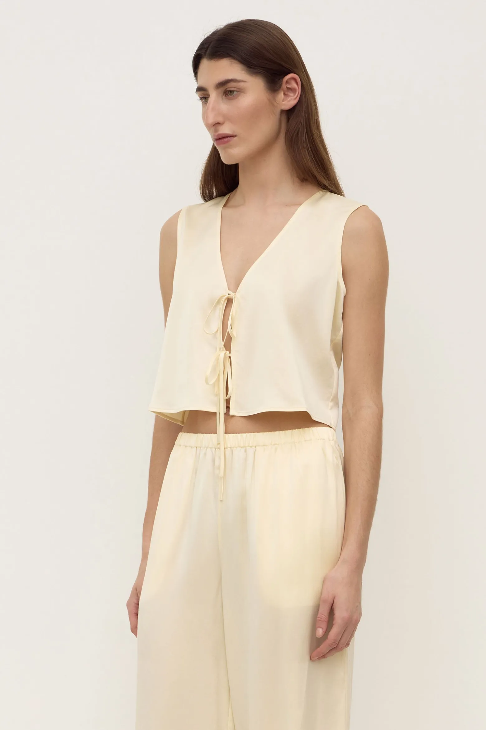 Beal Silk Tie Front Top