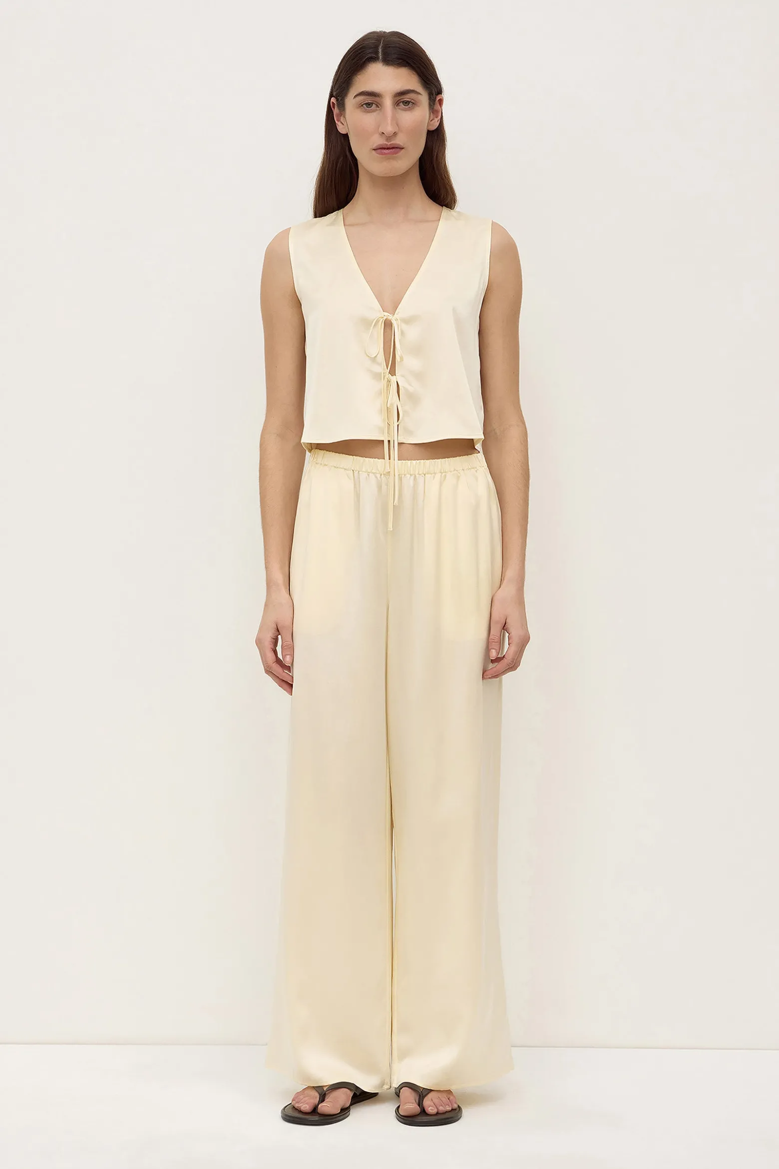 Beal Silk Tie Front Top