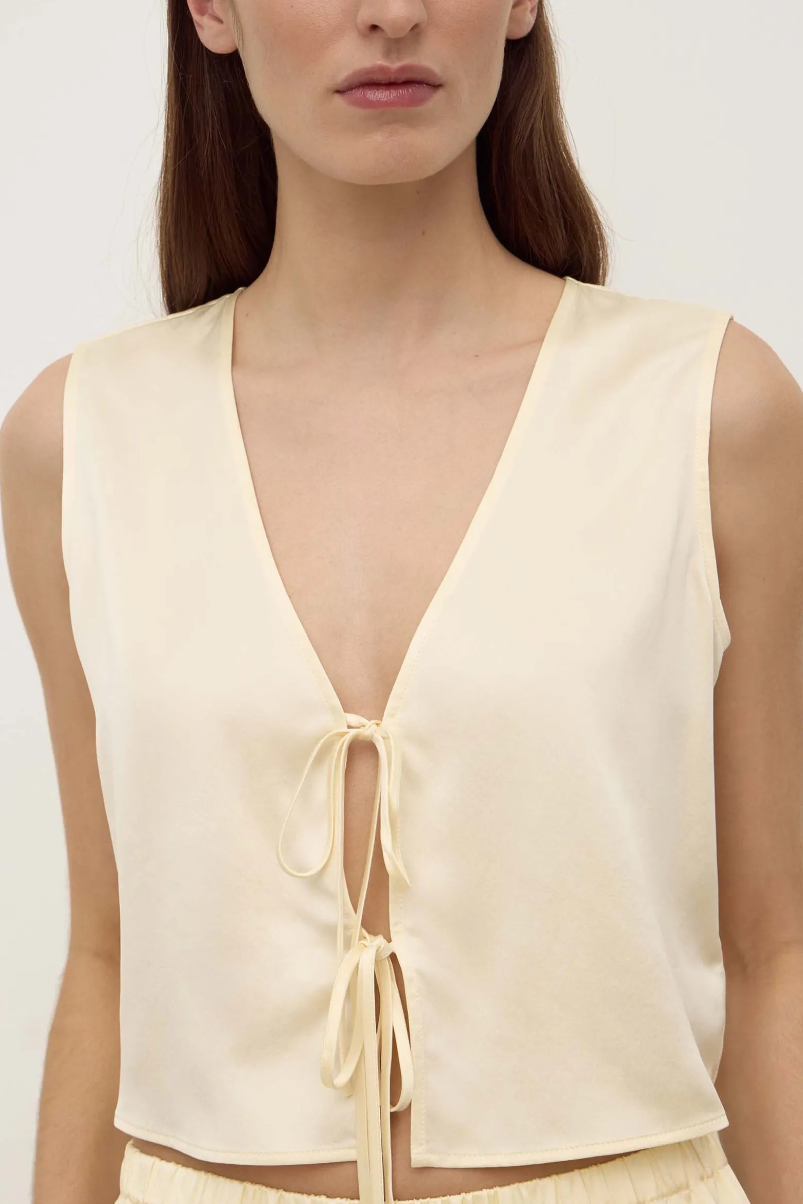 Beal Silk Tie Front Top