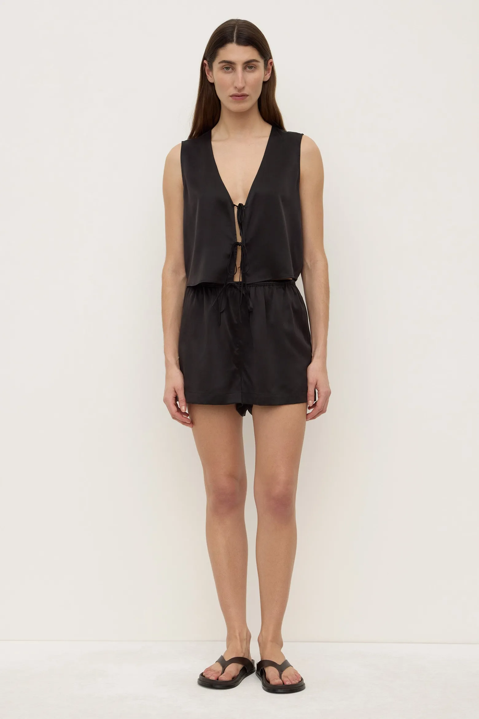 Beal Silk Tie Front Top