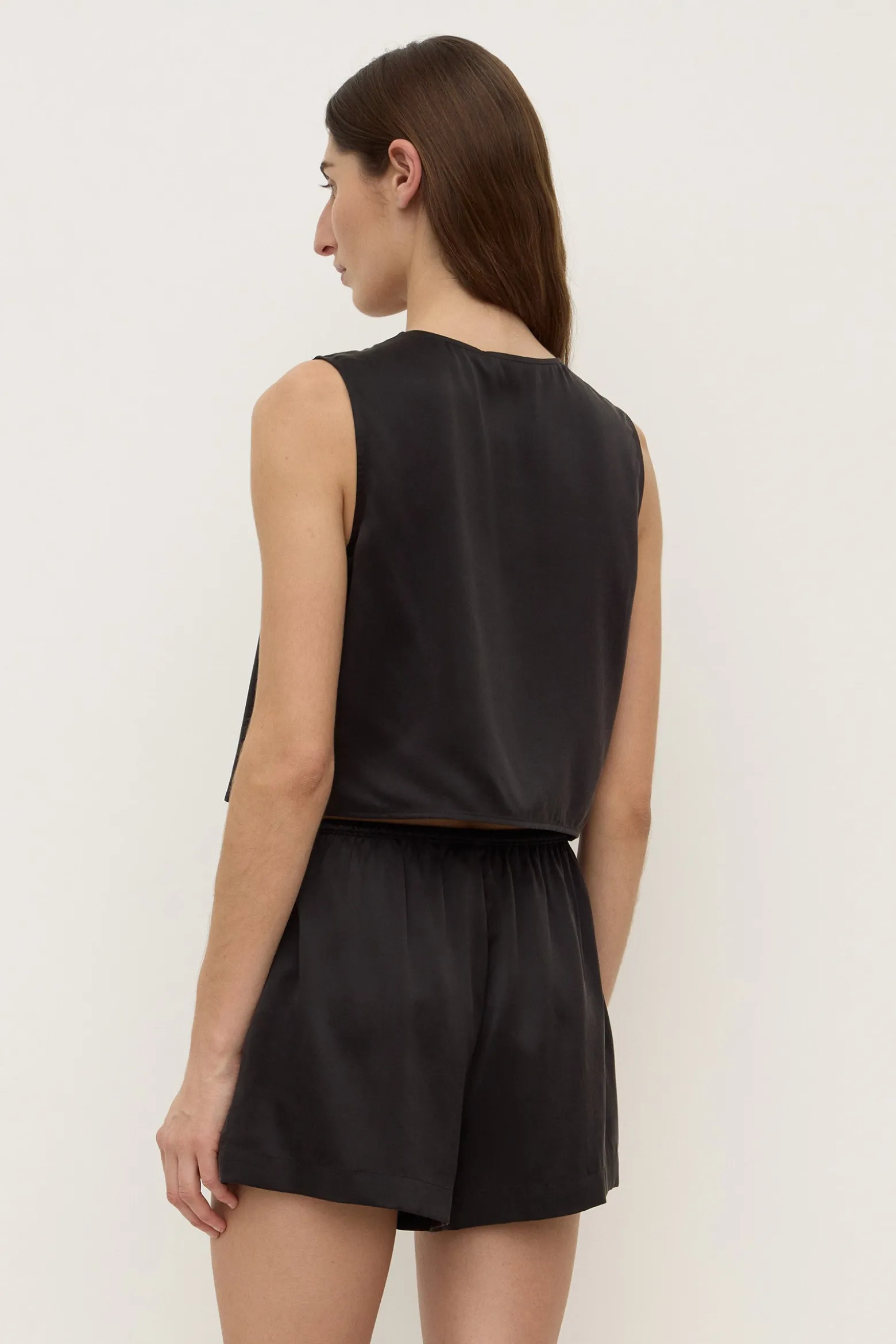 Beal Silk Tie Front Top