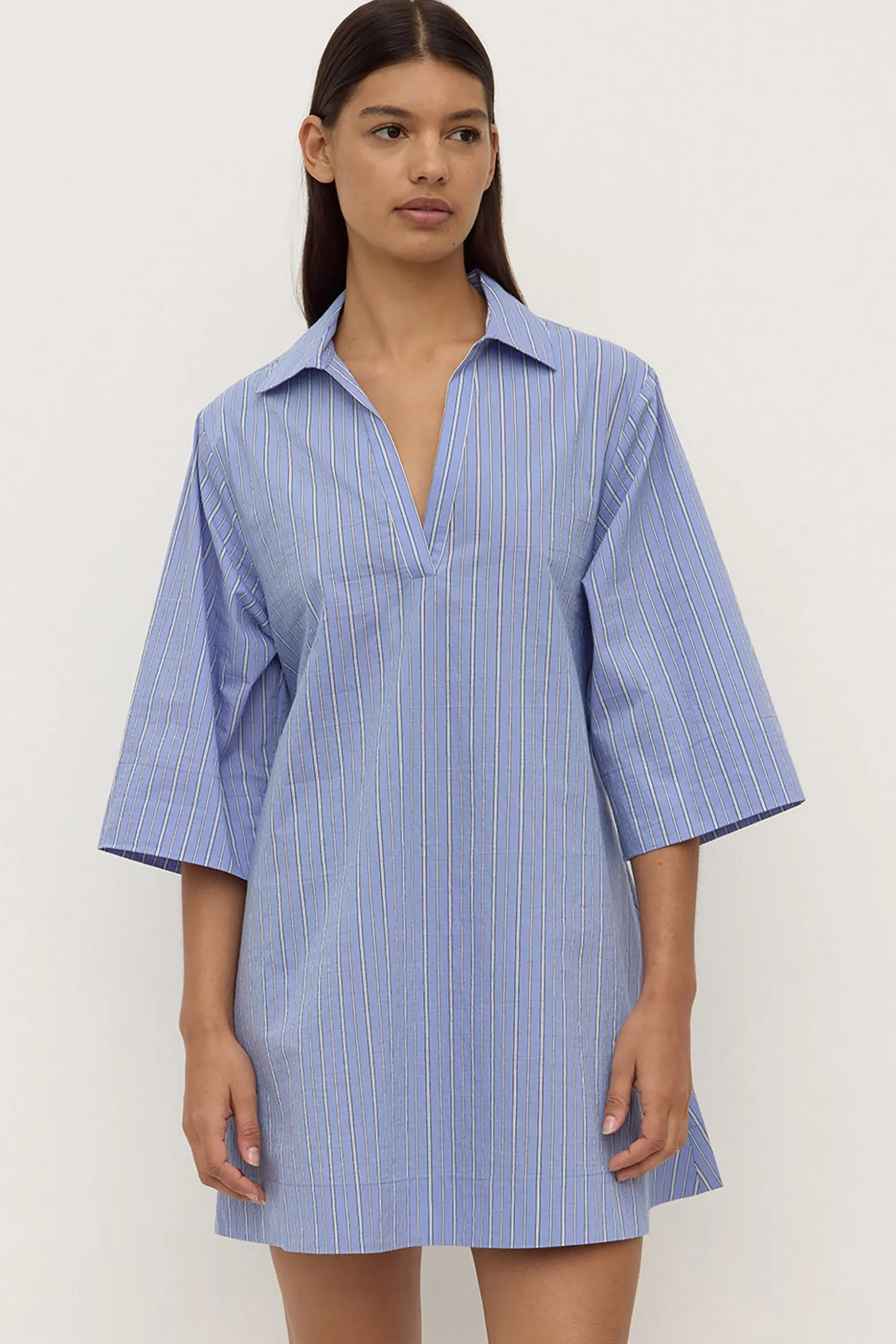Erina Stripe Mini Shirt Dress