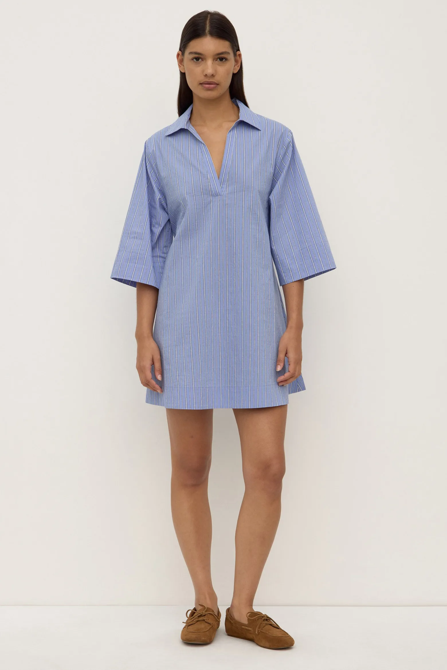 Erina Stripe Mini Shirt Dress