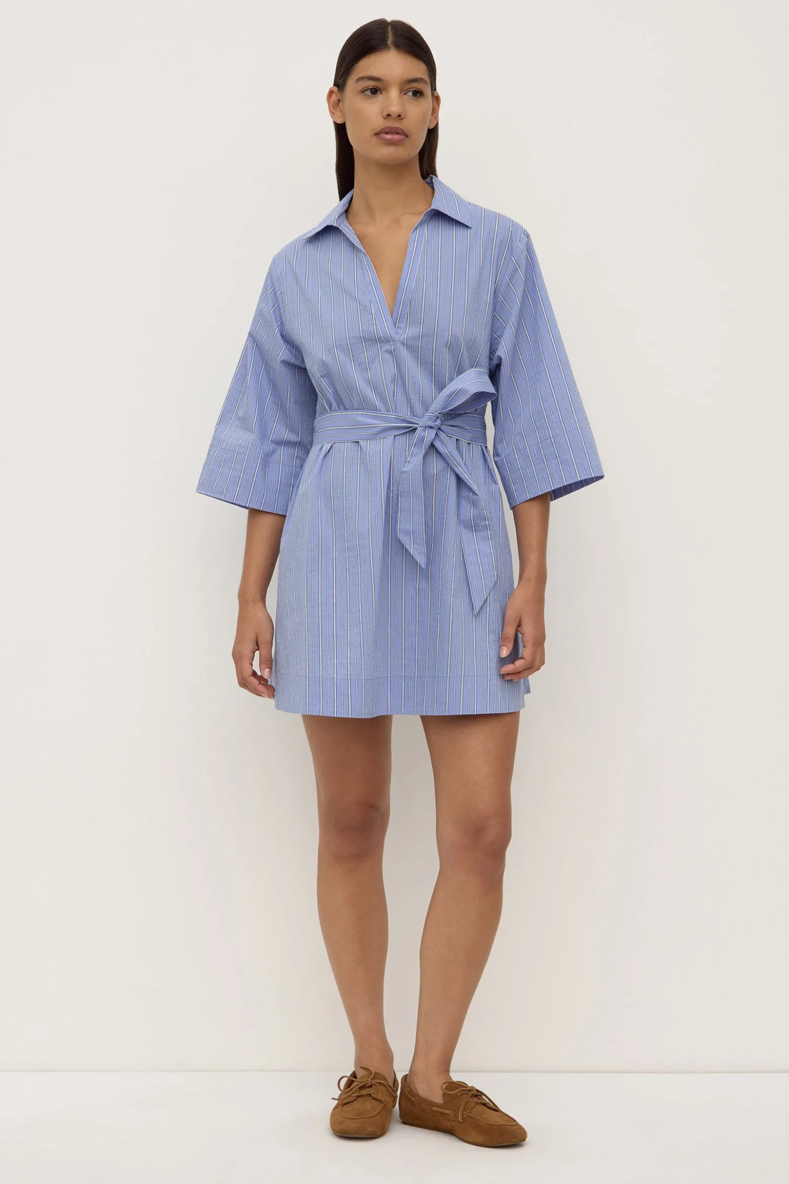 Erina Stripe Mini Shirt Dress