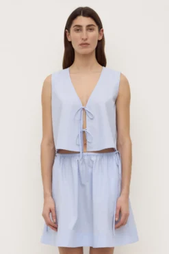 Havana Stripe Poplin Tie Front Top