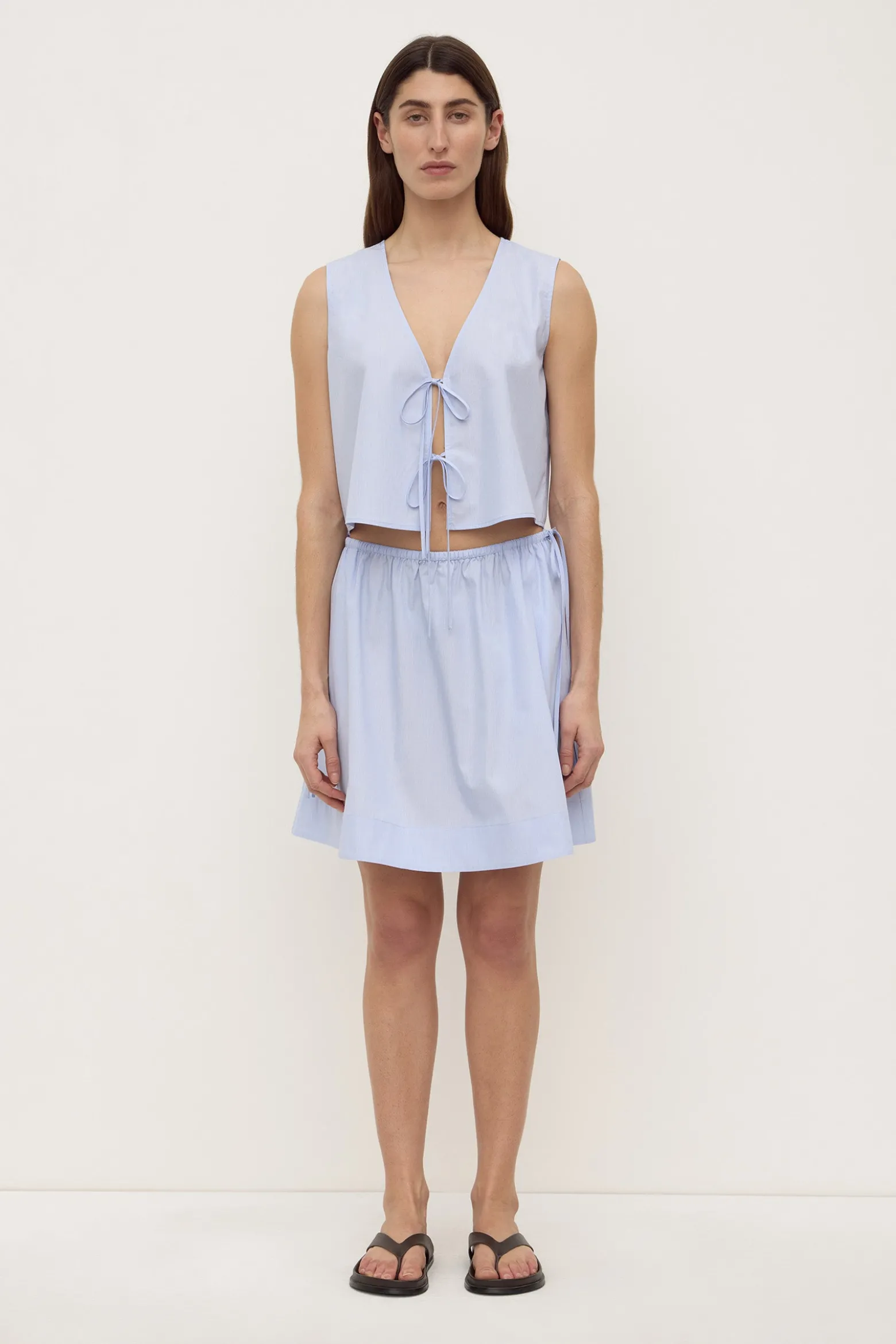 Havana Stripe Poplin Tie Front Top