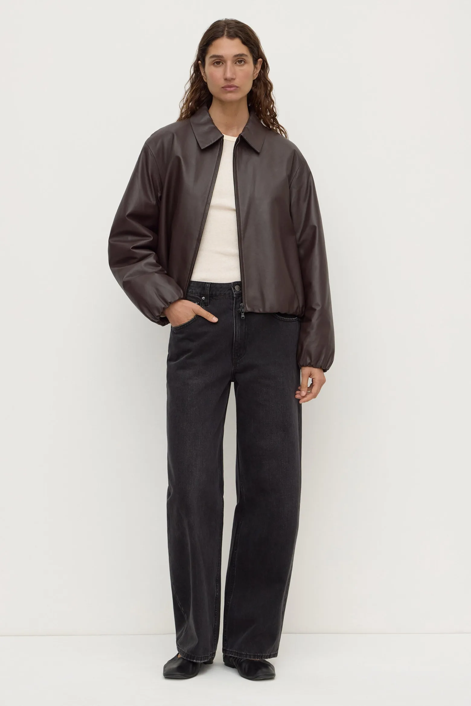 Myra Leather Bomber Jacket