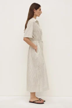 Ria Stripe Midi Shirt Dress